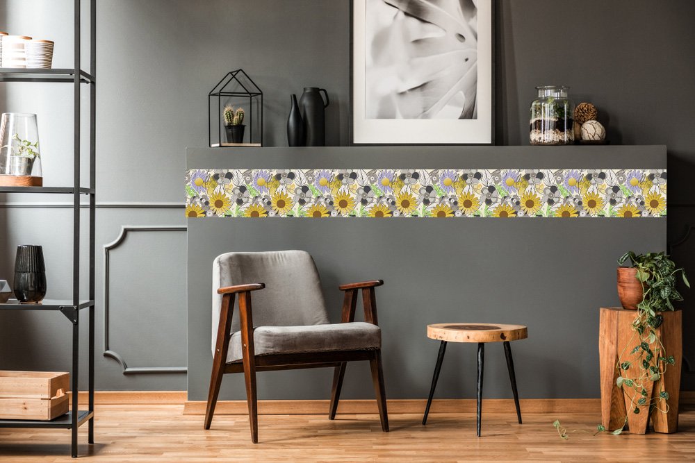 Self-adhesive Tile Roll,WALLPAPER,Beautiful 3D Sunflowers Self Adhesive Tile Roll   