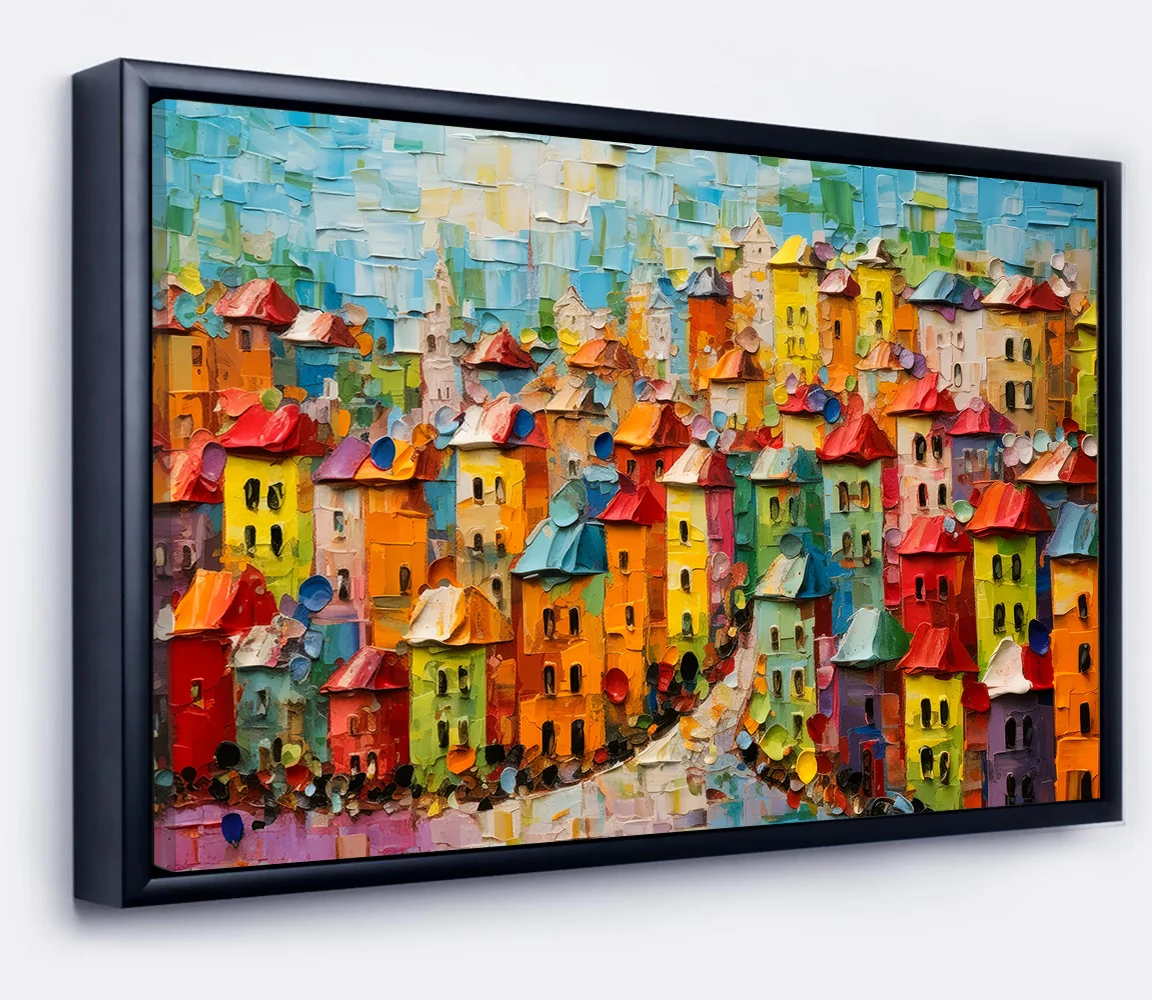 Colorful  Street & House Canvas Wall Painting decorative masterpiece for home decor