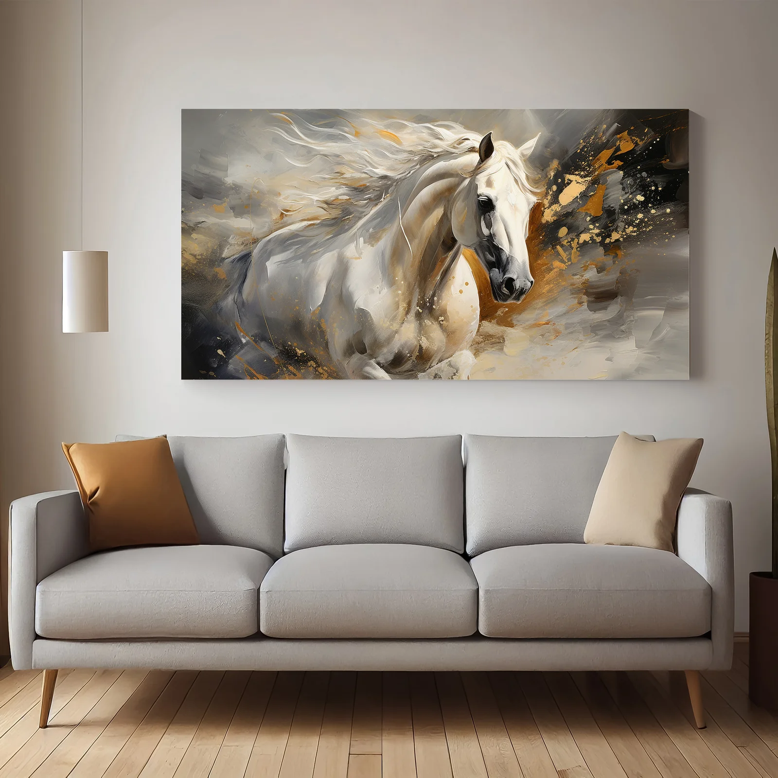 Colorful Horse Running Premium Canvas Wall Painting decorative masterpiece for home decor
