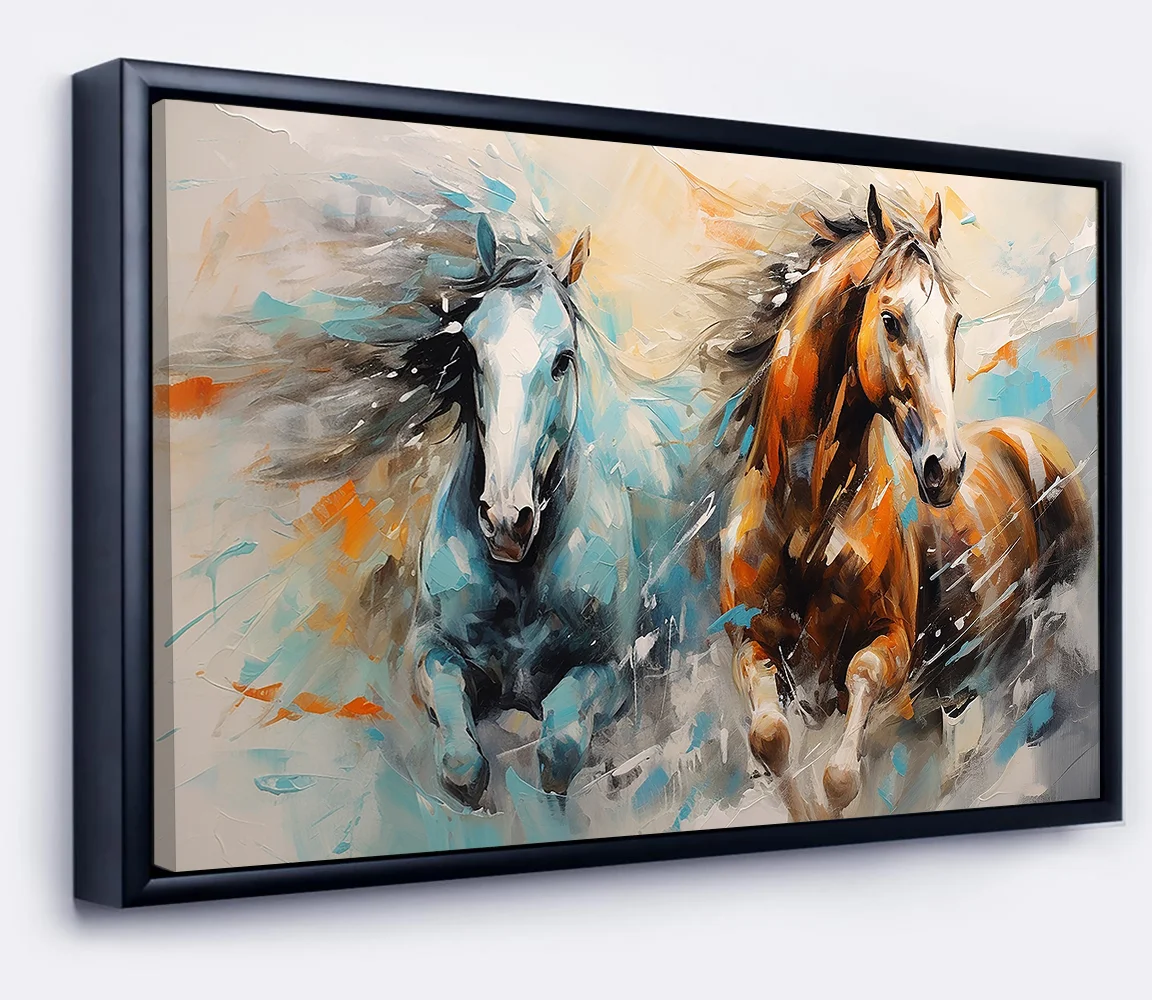 Colorful Horse Running Premium Canvas Wall Painting decorative masterpiece for home decor