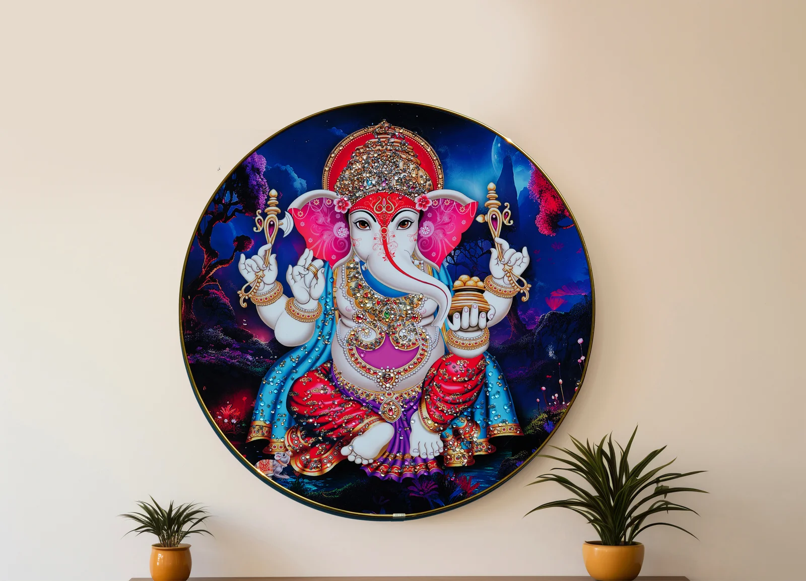 Digital Art Crystal Painting,PAINTINGS,Crystal Art Painting God Ganesh Painting with Frame