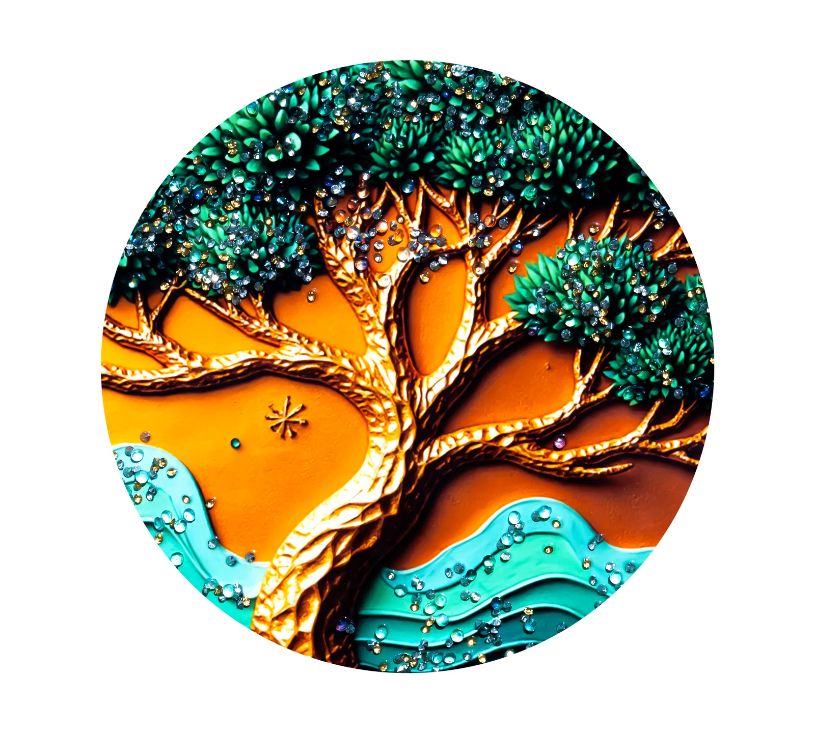 Crystal Art Painting Hanging Green Tree Crystal Painting with Frame  decorative masterpiece for home decor