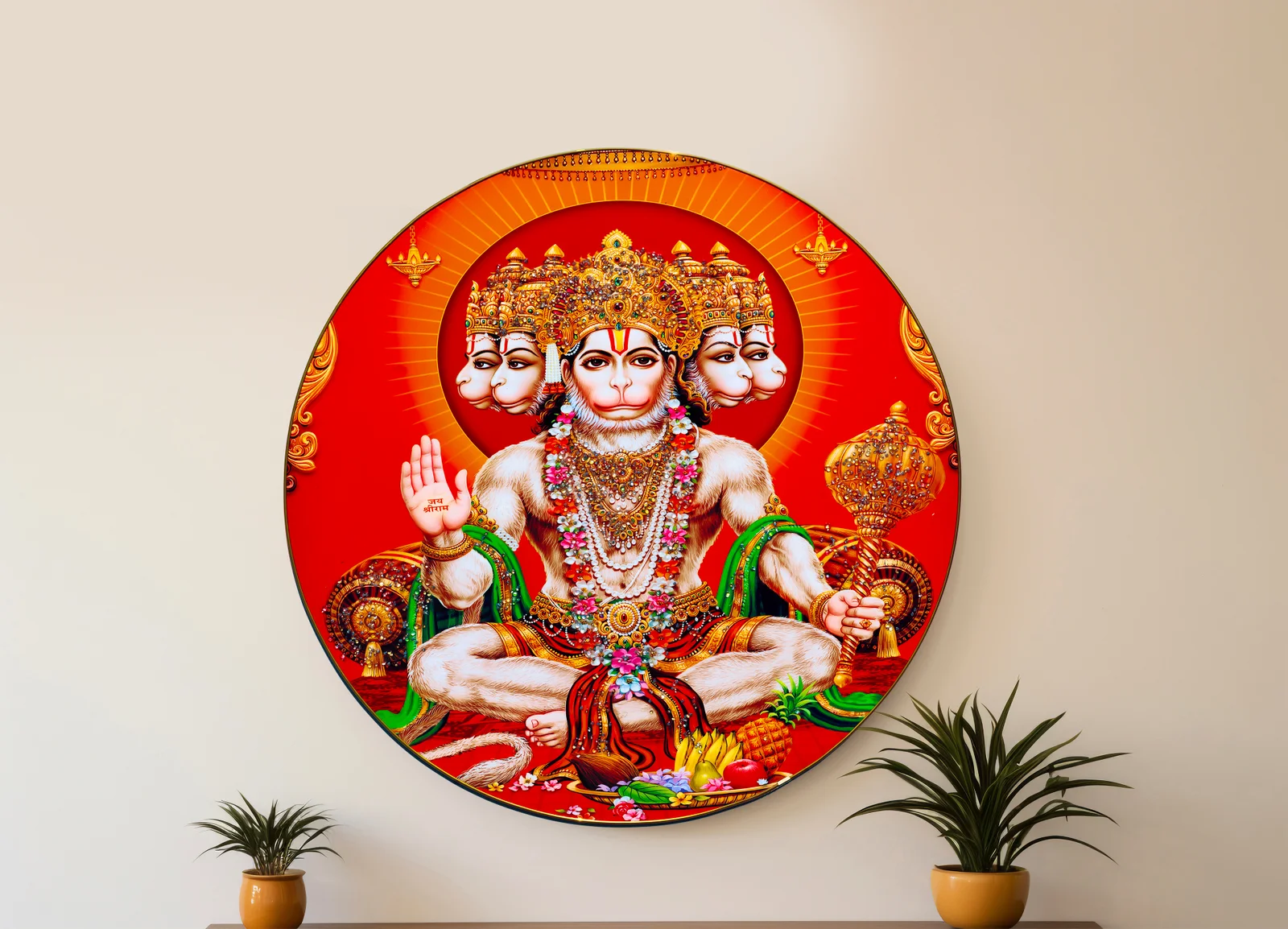 Crystal Art Painting Hanuman Ji Crystal Painting with Frame  decorative masterpiece for home decor