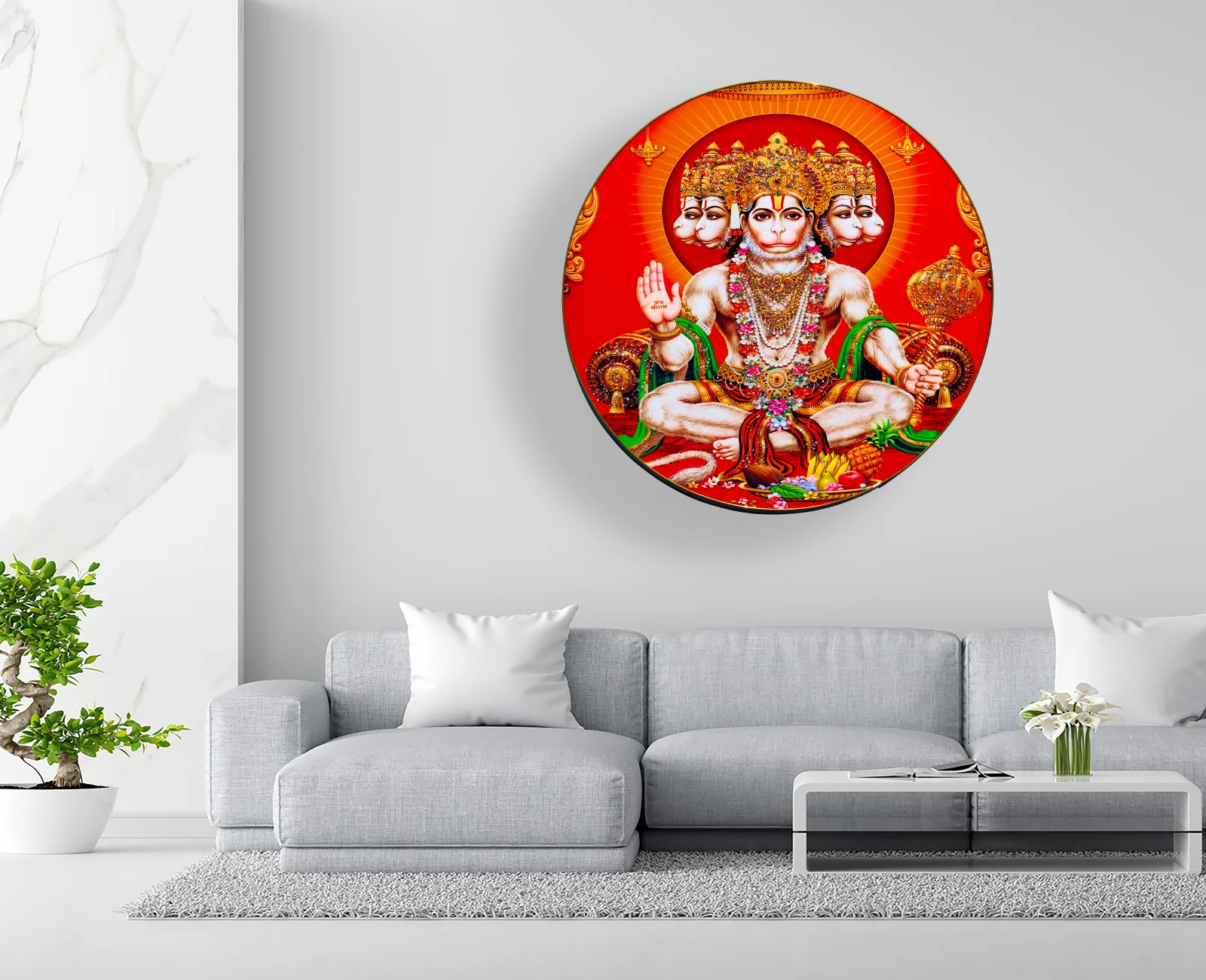Crystal Art Painting Hanuman Ji Crystal Painting with Frame  decorative masterpiece for home decor