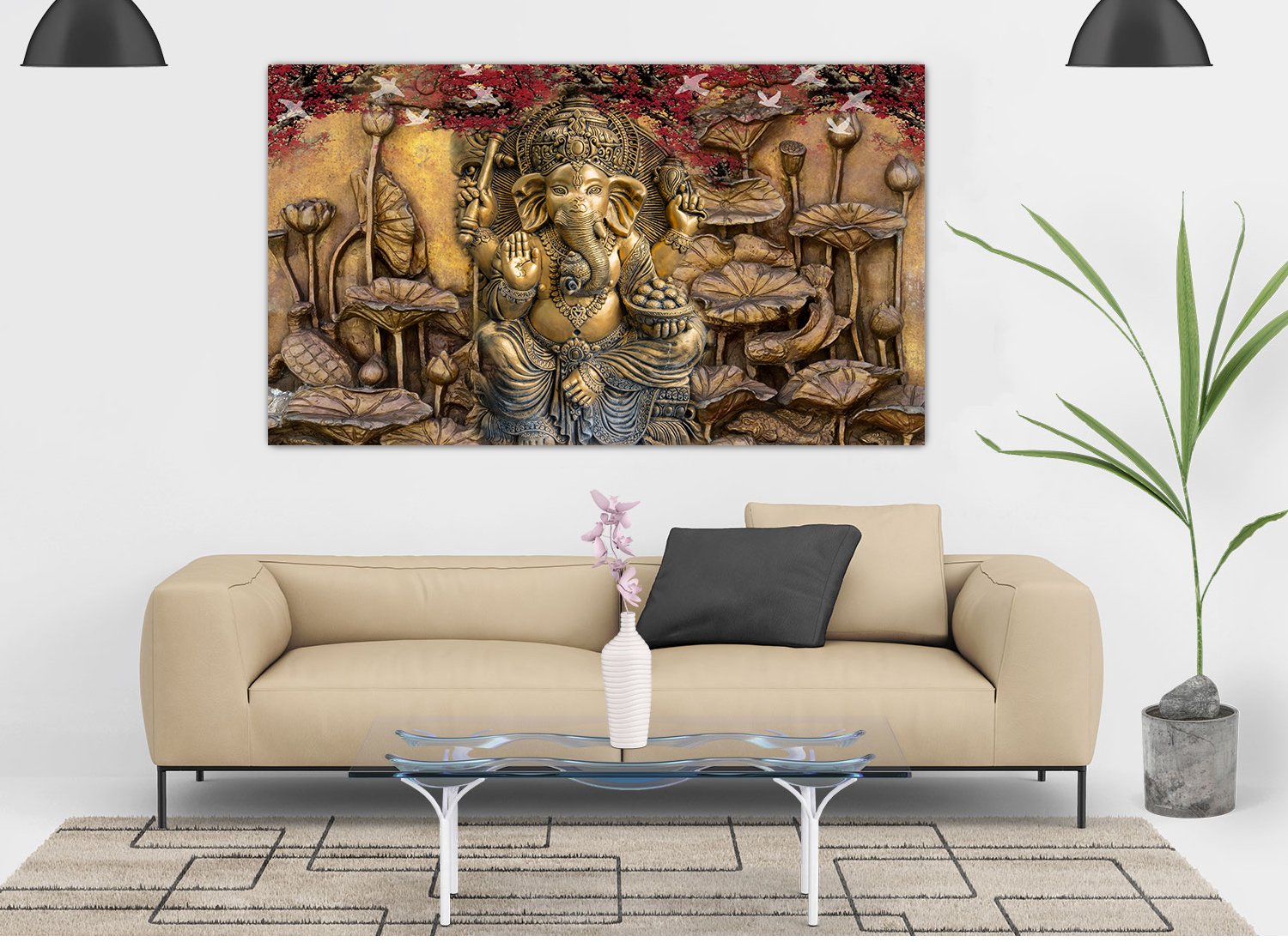 Self Adhesive Poster,WALLPAPER,Ganesh ji  poster Living Room, Hall, Office, Bedroom