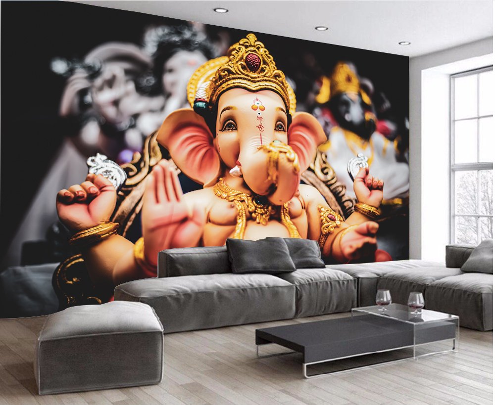 Self Adhesive Poster,WALLPAPER,God Ganesh poster Living Room, Hall, Office, Bedroom,