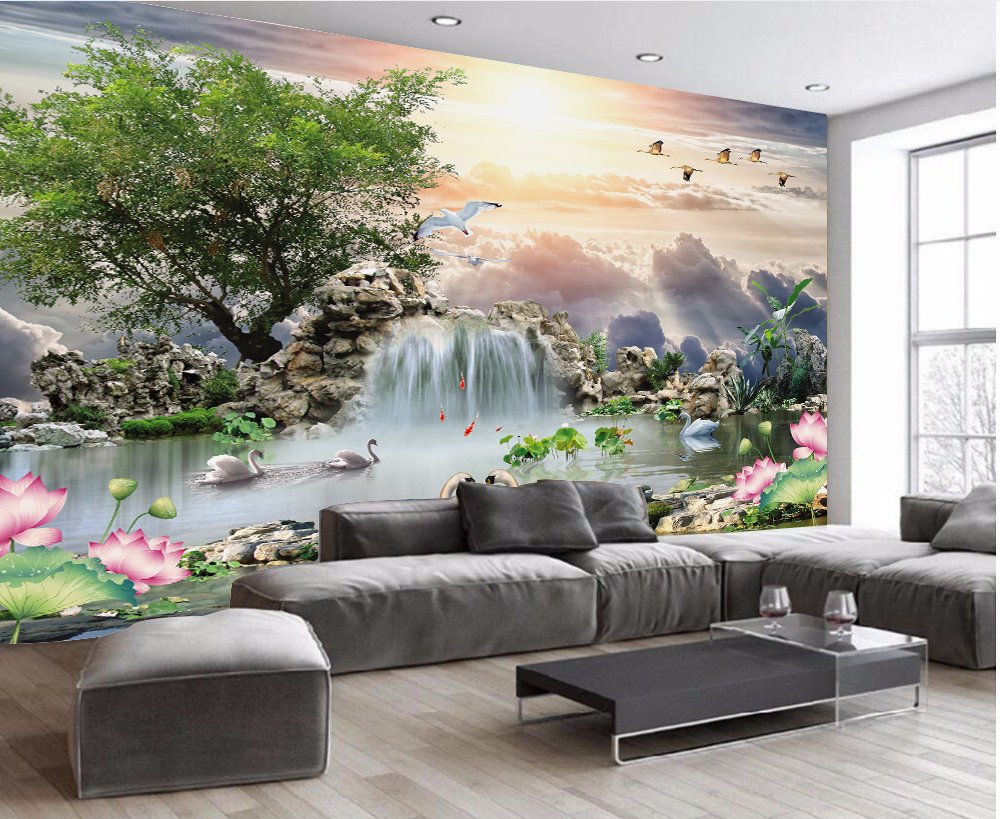 Self Adhesive Poster,WALLPAPER,Nature Scenery Waterfall self adhesive wall poster bedroom, living room, office, hall 