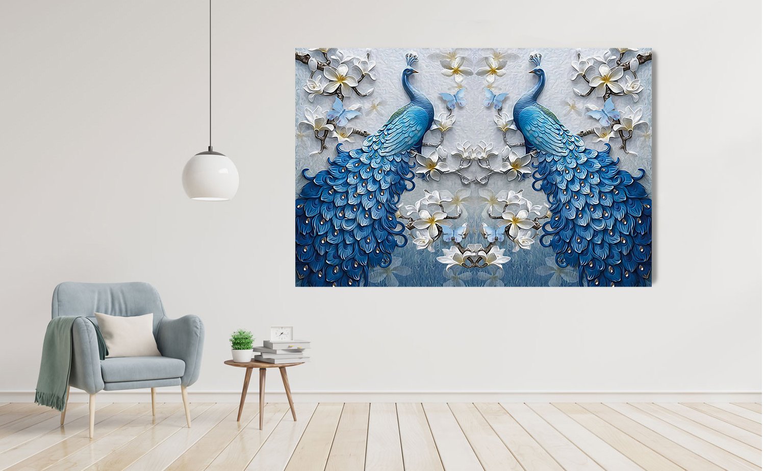 3d Peacock Scenery self adhesive wall poster living room, hall, bedroom decorative masterpiece for home decor