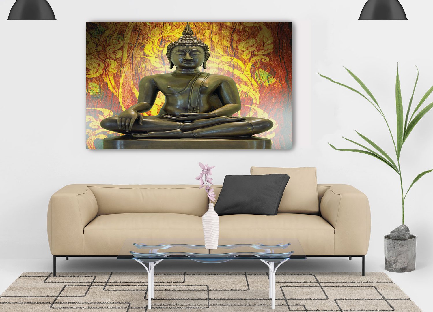 Self Adhesive Poster,WALLPAPER,Buddha self adhesive wall poster Living Room, Hall, Play Room, Bedroom, Kitchen, Office. 