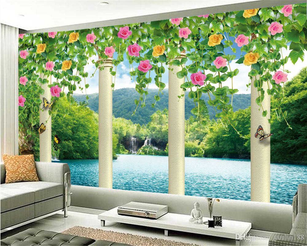 Self Adhesive Poster,WALLPAPER,Pink and Yellow Roses wall poster living room, bedroom, Hall, Play Room