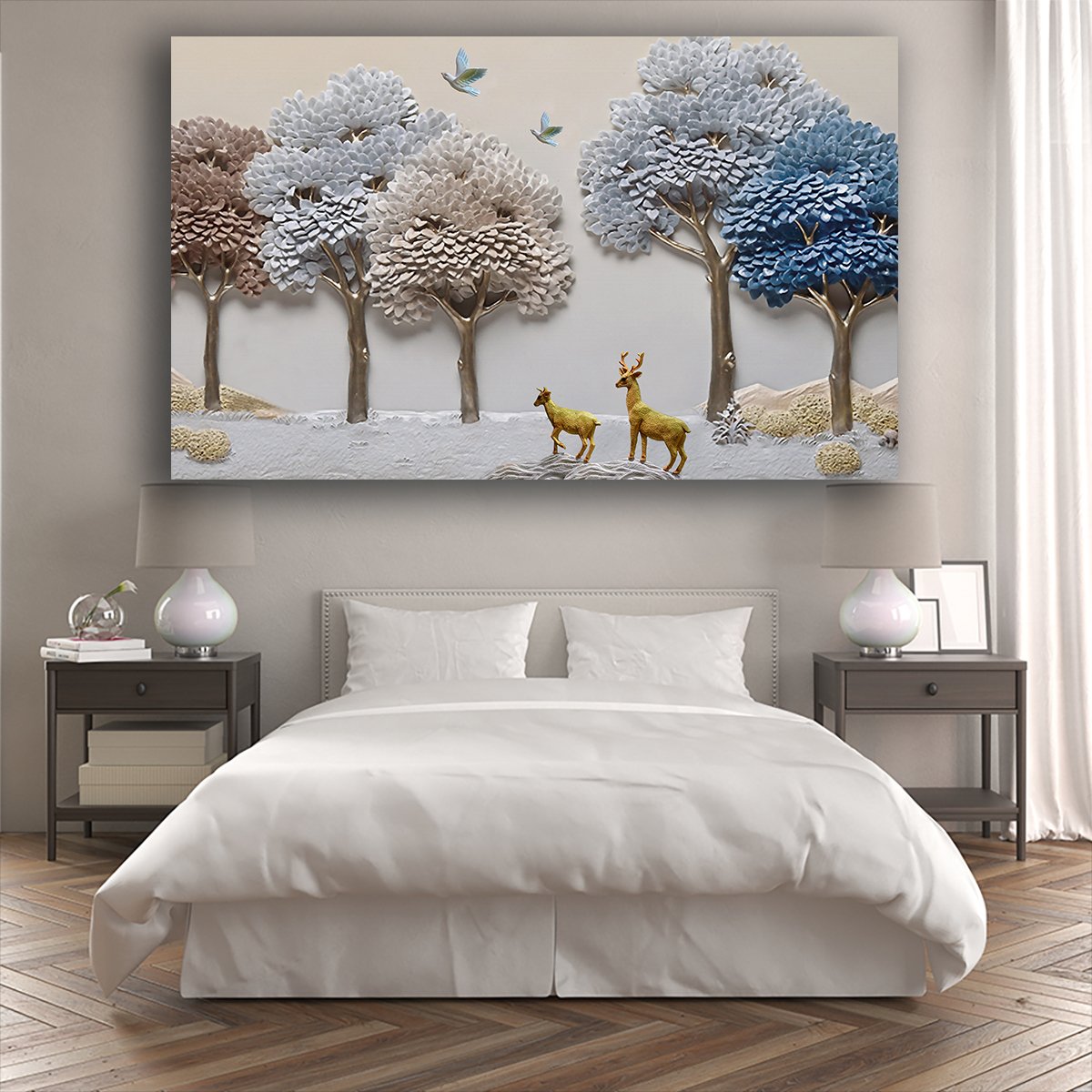 Gold Deer self adhesive wall poster living room, hall, bedroom, hotel decorative masterpiece for home decor
