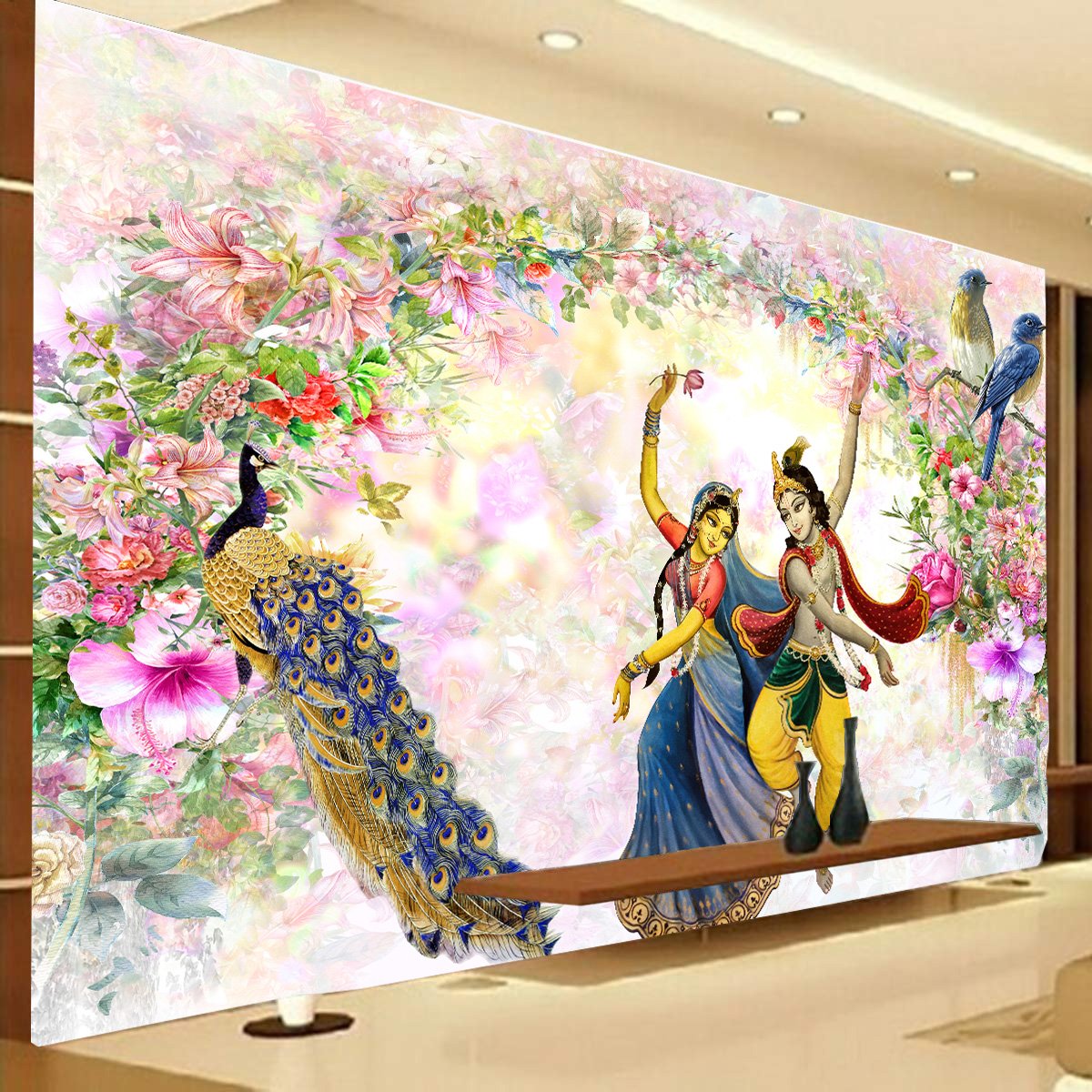 Radha Krishna PVC Vinyl wall poster Living Room, Hall, Play Room, Bedroom,  decorative masterpiece for home decor