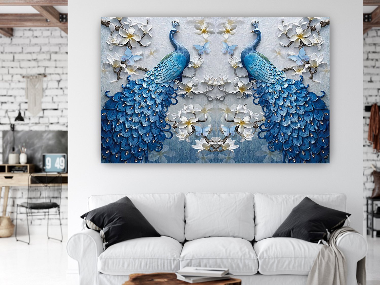 3d Peacock Scenery self adhesive wall poster living room, hall, bedroom decorative masterpiece for home decor