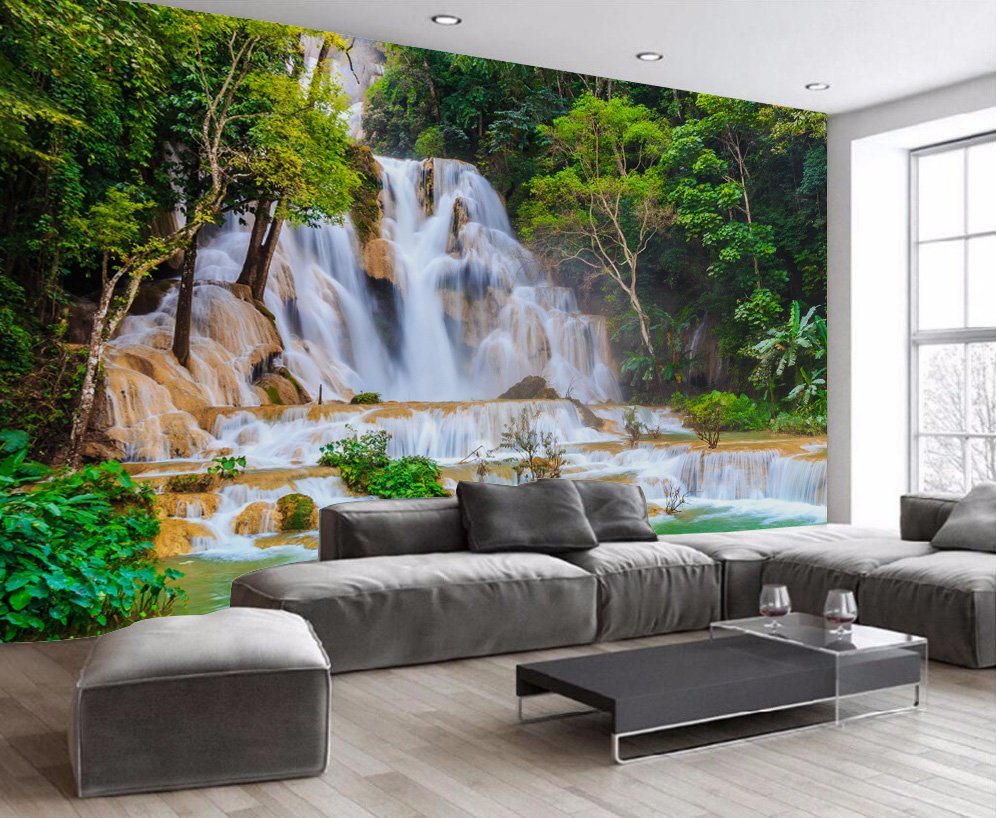 Self Adhesive Poster,WALLPAPER,Beautiful waterfall Scenery wall poster Living Room, Hall, Office, Bedroom