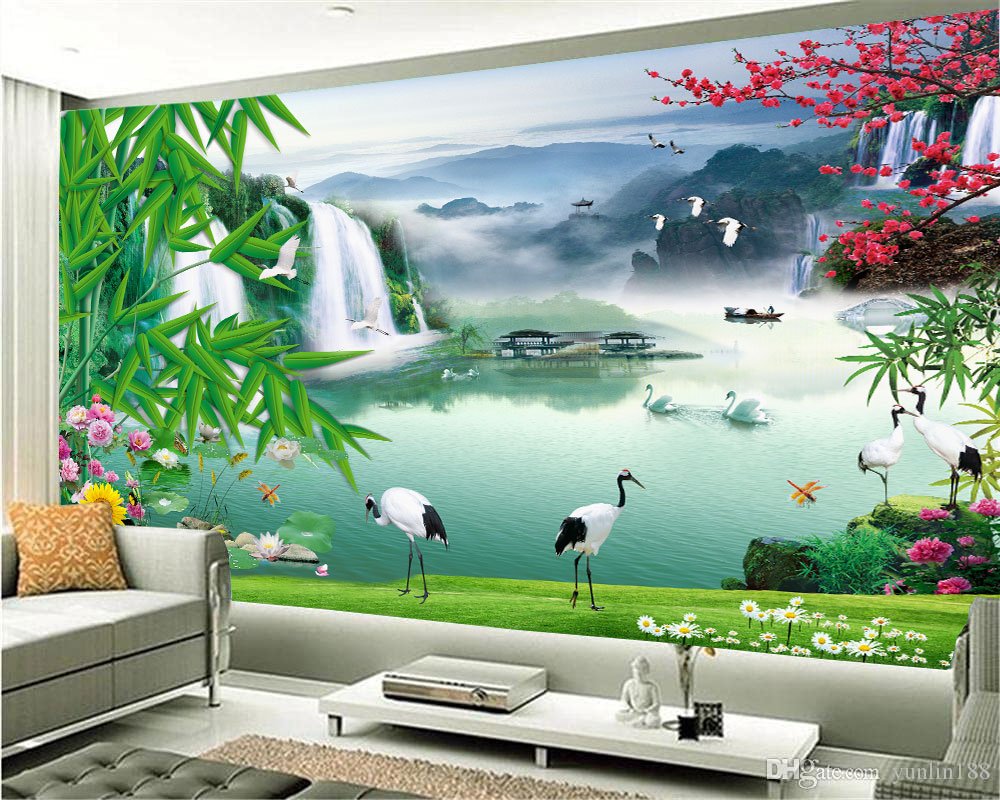 Self Adhesive Poster,WALLPAPER,Nature Scenery Lake Wall poster bedroom, living room, office, hall 