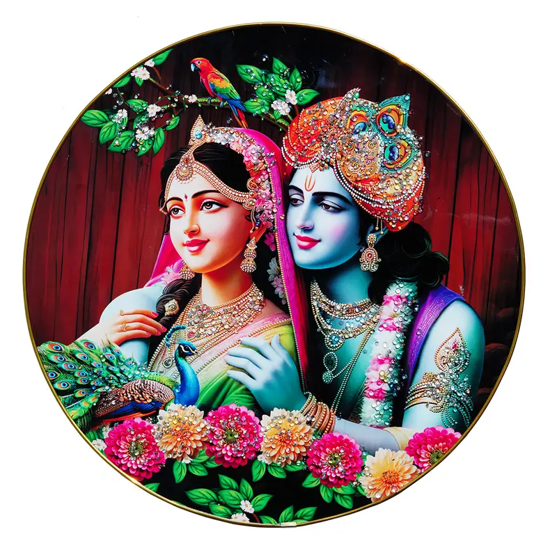 Digital Art Crystal Painting,PAINTINGS,Crystal Art Painting Radha Krishna Painting with Frame 