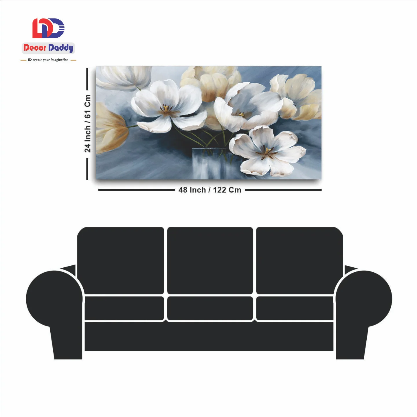 Classic White Flower Home Décor Canvas Wall Painting  decorative masterpiece for home decor